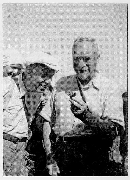 Vra Zlatnkov, JUDr. Emil Kostka a prof. Josef Podpra nad Drosera intermedia, exkurze u Liboez na Tebosku; 28. ervna 1947