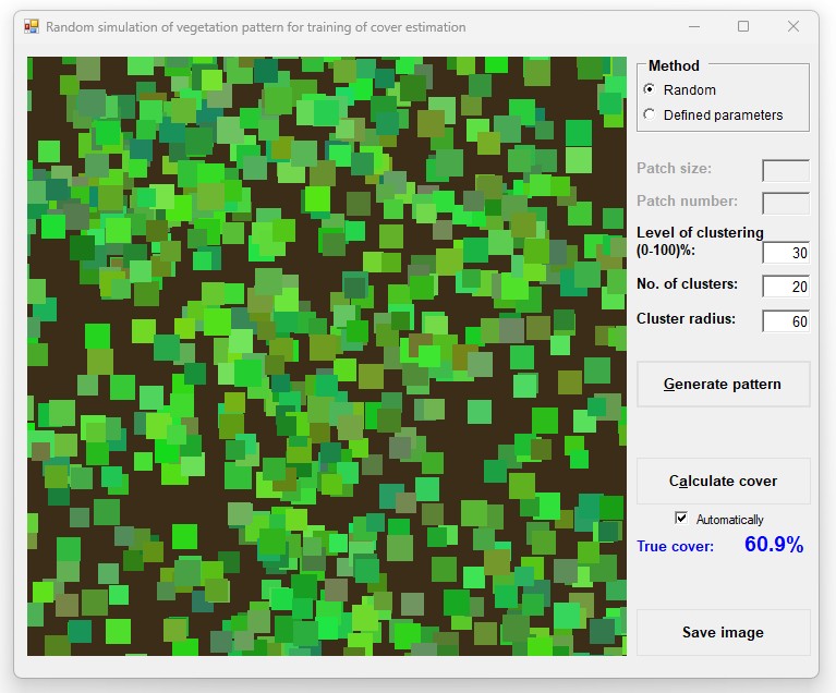 Random simulation of vegetation pattern for training of cover estimation