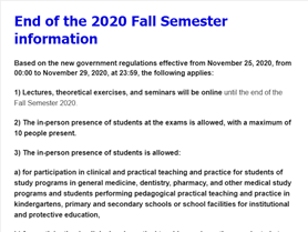 End of the 2020 Fall Semester information