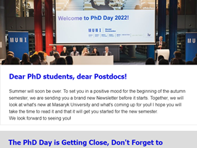 Newsletter for PhD students and Postdocs of the Faculty of Science MU 09/2023