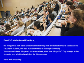 Newsletter for PhD students and Postdocs of the Faculty of Science MU 10/2023