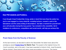 Newsletter for PhD students and Postdocs of the Faculty of Science MU 11/2023