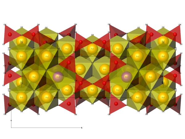 oktaedrick pozice ve struktue gruneritu
