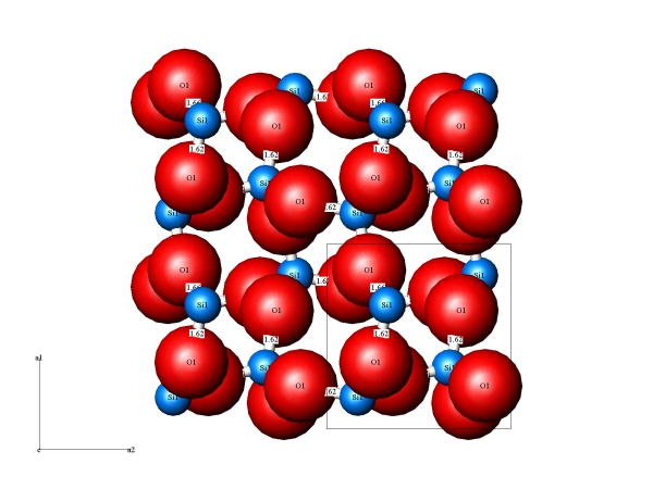 struktura cristobalitu, ez (001)