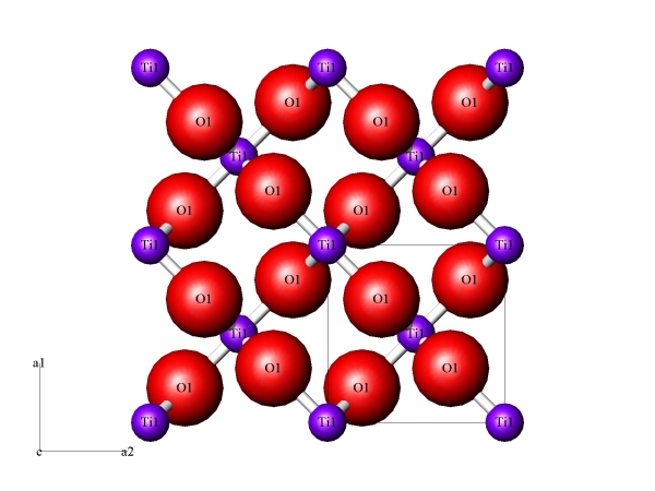 struktura rutilu v ezu (001)