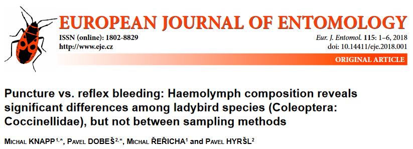 Puncture vs. reflex bleeding: Haemolymph composition reveals significant differences among ladybird species (Coleoptera: Coccinellidae), but not between sampling methods